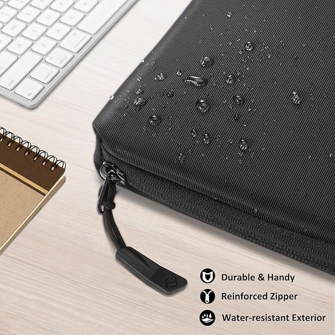FINPAC Hard Laptop Sleeve with Accessory Pouch Compatible with 15.3 inch MacBook Air M4 M3 M2 2025 2024, 16.2 inch MacBook Pro M4/M3/M2/M1 Pro/Max, Waterproof Case for Surface Laptop/Book, Black