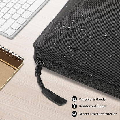 FINPAC Hard Laptop Sleeve with Accessory Pouch Compatible with 15.3 inch MacBook Air M4 M3 M2 2025 2024, 16.2 inch MacBook Pro M4/M3/M2/M1 Pro/Max, Waterproof Case for Surface Laptop/Book, Black