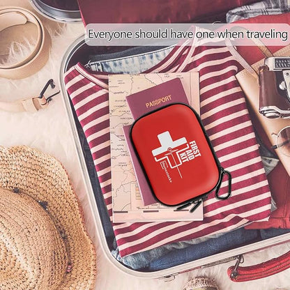 Portable Mini First Aid Kit Compact Medical Kits with Compartments, Waterproof Small EVA Case for Car, Home, Outdoors, Sports, Camping, Hiking and Office