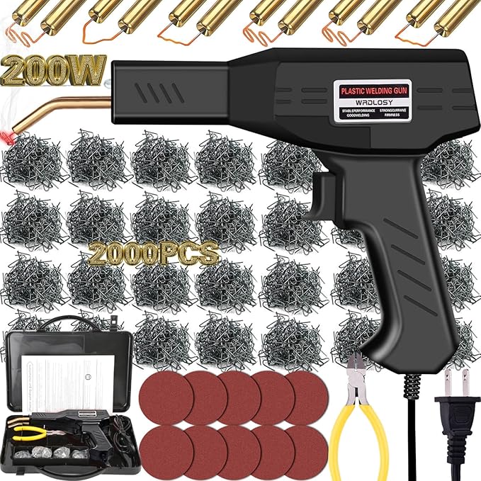 200W Plastic Welder, 2000PCS Staples 10PCS Sandpaper, Plastic welding Kit, Plier Custom Carry Case, Plastic Repair Car Bumper Repair Simplicity Of Use