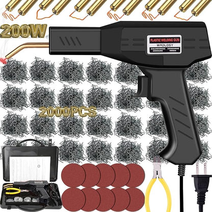 200W Plastic Welder, 2000PCS Staples 10PCS Sandpaper, Plastic welding Kit, Plier Custom Carry Case, Plastic Repair Car Bumper Repair Simplicity Of Use