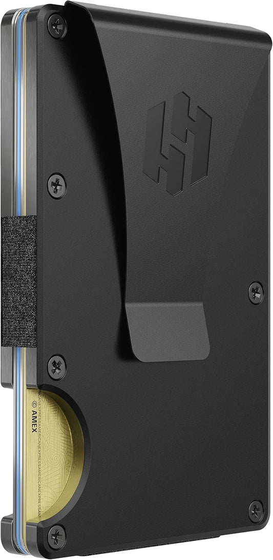 Hayvenhurst Wallet For Men - Reinvented Design Men's Wallet - Slim, Minimalistic & Seamless Card Case, Blocks RFID Scanners, Holds 12 Cards (Obsidian)