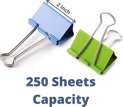 Mr. Pen Extra Large Binder Clips, 2 Inch, 12 Pack, Assorted Color
