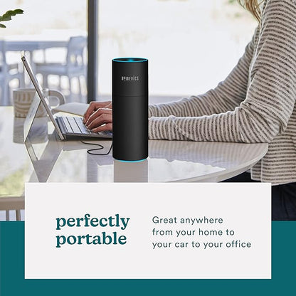 Homedics Portable Humidifier - Small Air Humidifiers for Bedroom, Plants, Office, Travel - Cool Mist Humidifiers, Color-Changing Accent Light, 2 Mist Settings, Black