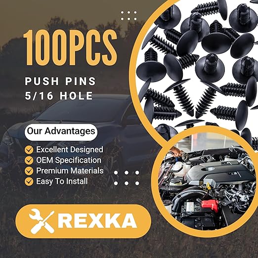 Rexka 100pcs Fender Bumper Shield Fender Liner Push Pin Retainer Clips 6030441 for Jeep Dodge Ram Chrysler