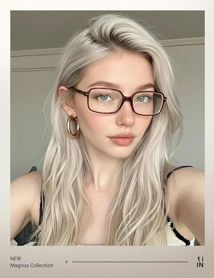 TIJN Olisa Blue Light Blocking Glasses for Women Men,Oval Glasses Frame Bluelight Glasses for Gaming/Computer/Screen