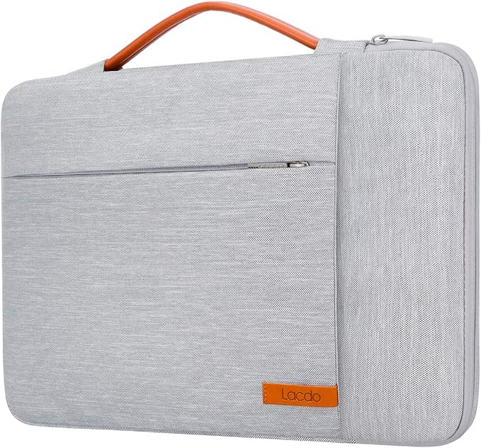 Lacdo 360° Protective 14 Inch Laptop Sleeve Case for HP Lenovo Dell ASUS Acer Chromebook 14 / HP Stream 14 / Dell Inspiron 14 / Lenovo IdeaPad 14 / Acer Spin 3 / ASUS ZenBook 14 Computer Bag, Gray