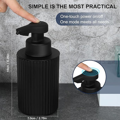 Automatic Soap Dispenser Foaming Touchless: 9oz Black Plastic - Rechargeable Electric Smart Auto Foam Soap Dispenser - Hand Dish Bathroom Kitchen