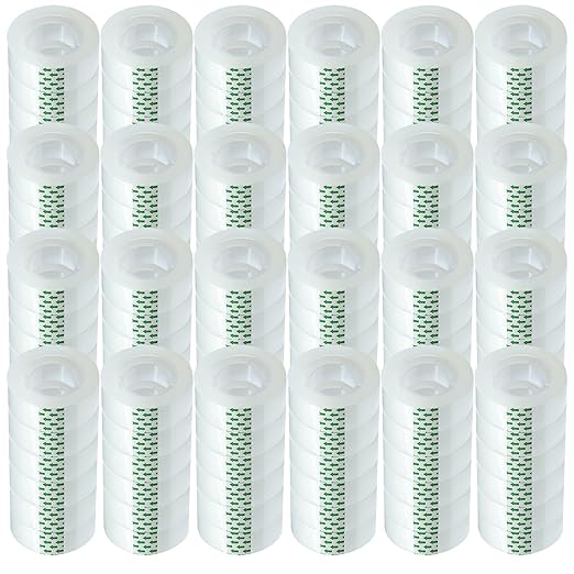144 Rolls Transparent Tape, Clear Tape Refills for Dispenser, Tear by Hand, 3/4-Inch x900inch Clear Tape Refill Roll for Gift Wrapping,Office, Home, School
