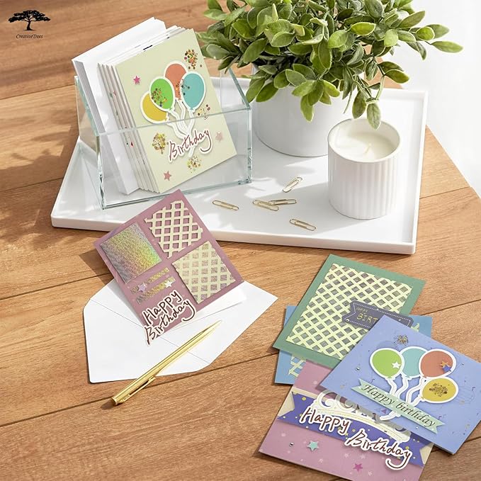 Greeting Card Making Kits DIY Blank Cards for Birthdays, 9 Envelopes, Balloon Thank You Cards, Colourful Balloon Thank You Cards with Envelopes