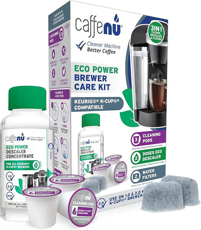 Keurig Compatible Descaling Solution Cleaner and Descaler Kit. 2 Uses Descaling Solution, 3 Cleaning Pods and 2 Filter Replacement. 3 Months Maintenance Kit. For Keurig 1.0 & 2.0