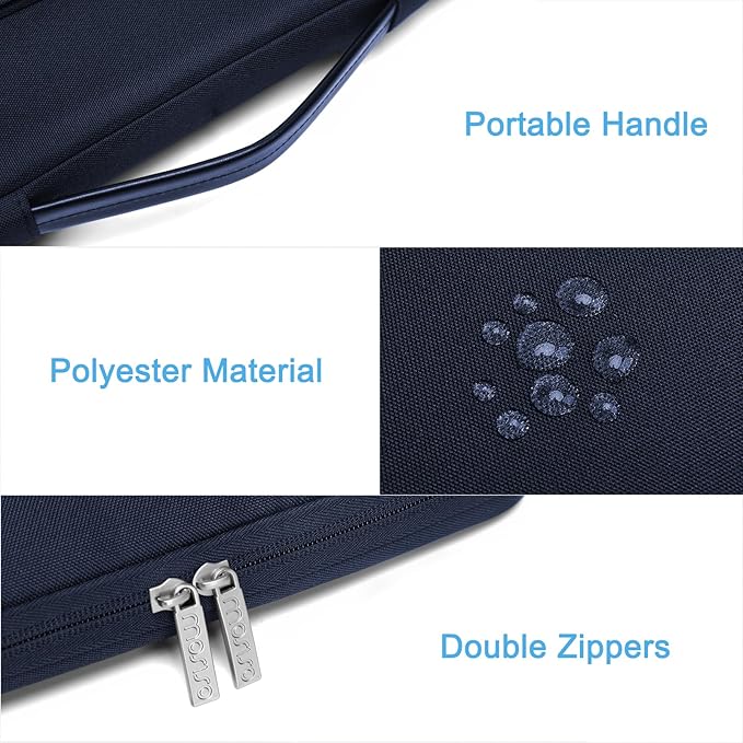 MOSISO 360 Protective Laptop Case 16 inch, 15-15.6 inch Laptop Sleeve Compatible with MacBook Pro 16, HP Acer Dell Lenovo ASUS Notebook,Side Open Bag with 2 Raised&1 Flapover Pockets, Navy Blue