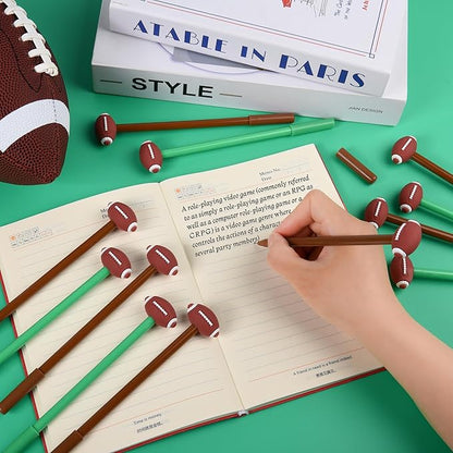 LiYiQ 25 Pcs Football Cartoon Cute Fun Pens for Kids Kawaii Football Shape Gel Black Ink Pen Cute Football Pens for School Office Home Student Kids Present
