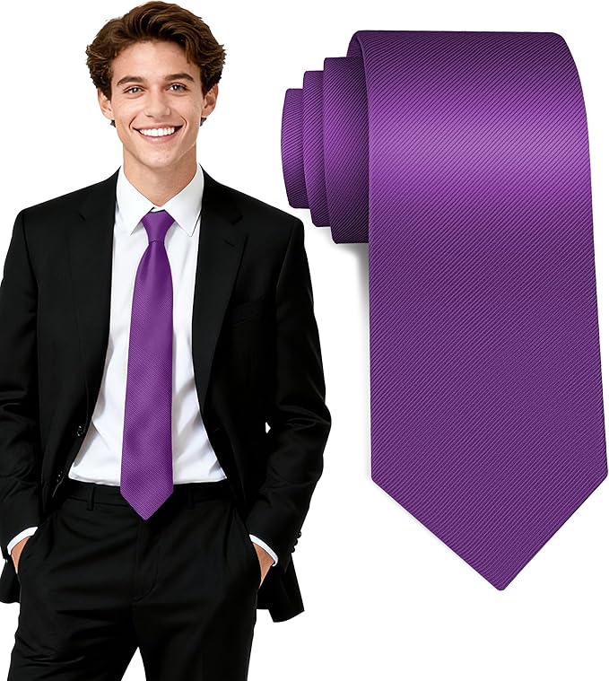 Fineknot Black Ties for Men, Formal Neckties for Men, Solid Color Mens Ties for Business, Wedding, Party, Mens Neck Tie