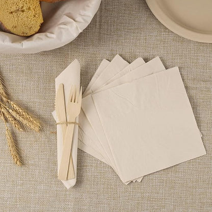 MORGIANA 100 Pcs Disposable Paper Napkins, Eco Napkins Biodegradable, Compostable Serviettes, Brown Cocktail Napkins for Party, Bar, Christma（33 * 33CM）
