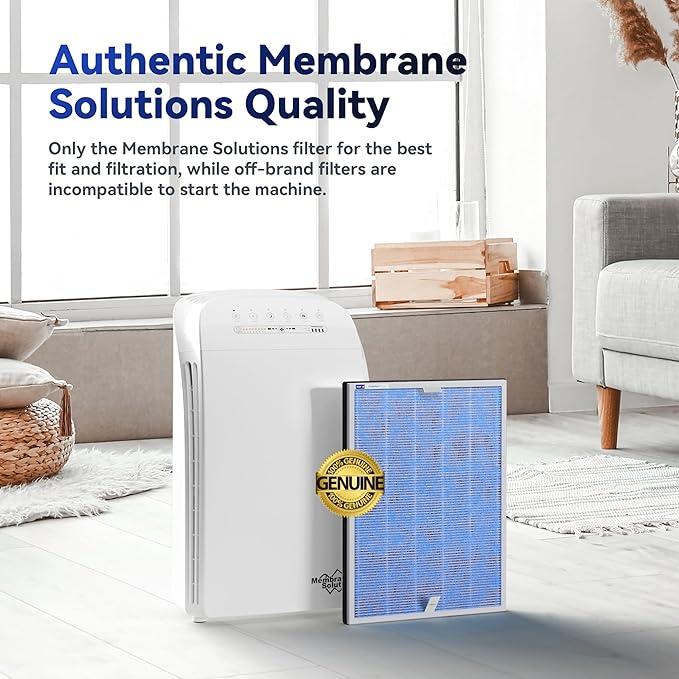 Membrane Solutions MSA3 Air Purifier for Home, Room Up to 1590 sq ft. H13 True HEPA Filter Air Purifier for Bedroom 22db, 100% Ozone Free Air Cleaner for Smoke, Pet Odor Remove 99.97% Allergens, Dust