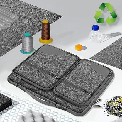 Hseok Laptop Case 15 15.6 16 inch Sleeve with Handle and Hidden Strap,Compatible with MacBook Pro 15.4 16, 360° Protective PC Briefcase with 4 Pockets for Laptop Accessory,Easy to Carrying, Grass ash