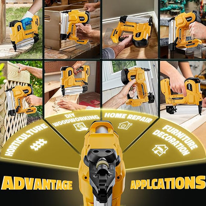Cordless 2" Brad Nailer Compatible with DeWalt 20V Battery(No Battery), Ecarke 2 in 1 Electric Nail Gun Staple Gun with 18GA Nails/Staples, Battery Power Nail Gun for Trim Wood Crafting Home Carpentry