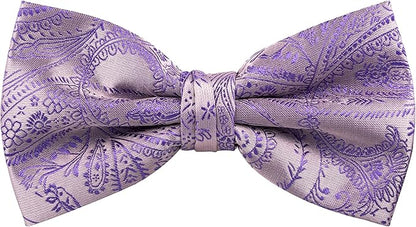TIE G 5pcs Tie Set in WHITE OR BLACK GIFT BOX: Solid Color Necktie, Satin Bow Tie, Pocket Square, Lapel, Cuff Links