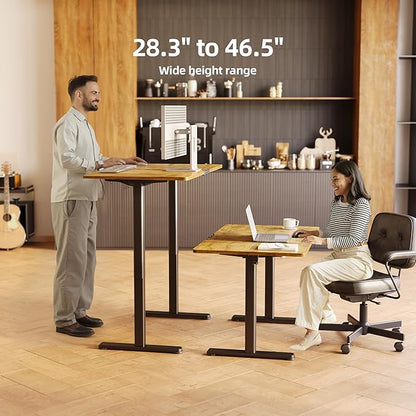 Seang Standing Desk with Adjustable Height, 48x24 Inch Electric Stand Up Desk for Home Office, Studio, Computer Workstation, Rustic Brown Top