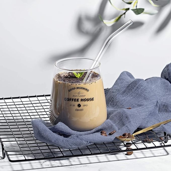 10-Pack Reusable Glass Straw,Size 8.5''x10 MM,Including 5 Straight and 5 Bent with 2 Cleaning Brush- Perfect For Smoothies, Tea, Juice