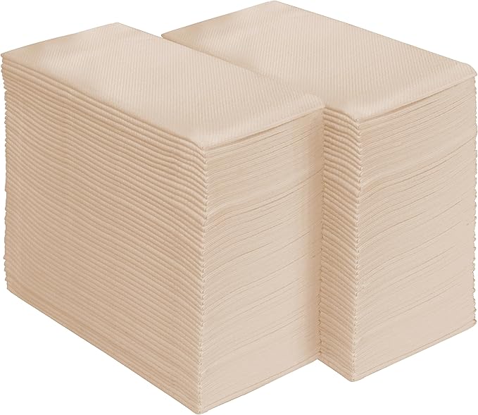 AMERICAN HOMESTEAD Paper Napkins - Sand Disposable Linen-Like Dinner Napkins - Restaurant-Quality Table Serviettes for Weddings, Parties, and Events - 15.75" x 15.75" - 50 Count