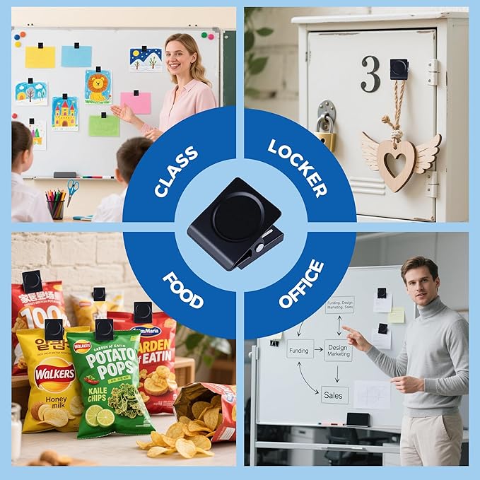 Magnetic Clips 1.5 inch, 12 Pack Heavy Duty Magnet Metal Clips for Hanging, Strong Magnet Clips for Whiteboard, Fridge, Classroom, Refrigerator, Black