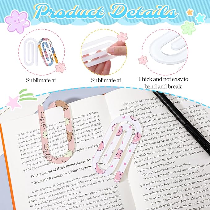 36 Pcs Sublimation Blanks Acrylic Paper Clips, 4" x 2" Jumbo Sublimation Paperclips Blanks Large Personalized Paper Clips for Heat Transfer Crafts Bookmarks Office Gifts DIY Supplies