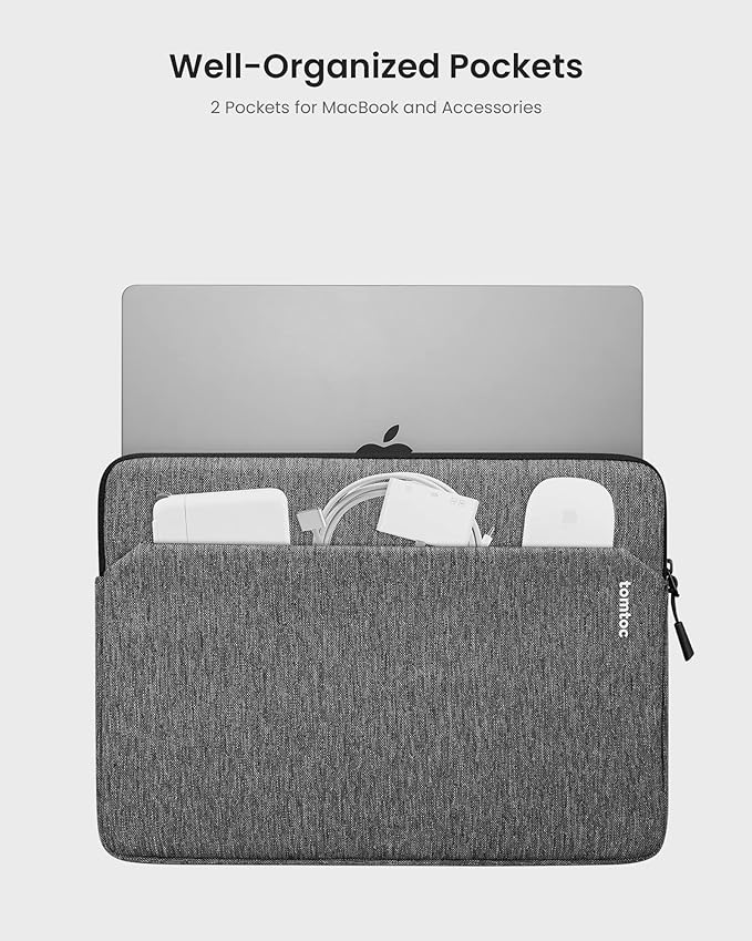 tomtoc Slim Laptop Sleeve for 15-inch 2025 New MacBook Air M4/A3241, M3/A3114, M2/A2941, 15 Inch Microsoft Surface Laptop AI PC/6/5, Dell XPS 15 Plus, Recycled Water-Resistant Protective Case Bag