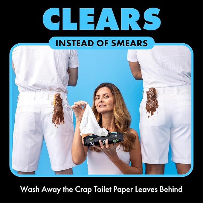 DUDE Wipes - On-The-Go Flushable Wipes - 2 Pack, 60 Count - Unscented Extra-Large Individually Wrapped - Vitamin E & Aloe - Septic and Sewer Safe