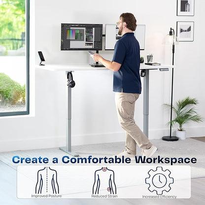 VIVO Electric 71 x 30 in Standing Desk, Memory Height Adjustment, 1B Series, White Top Gray Frame, DESK-KIT-1G7W