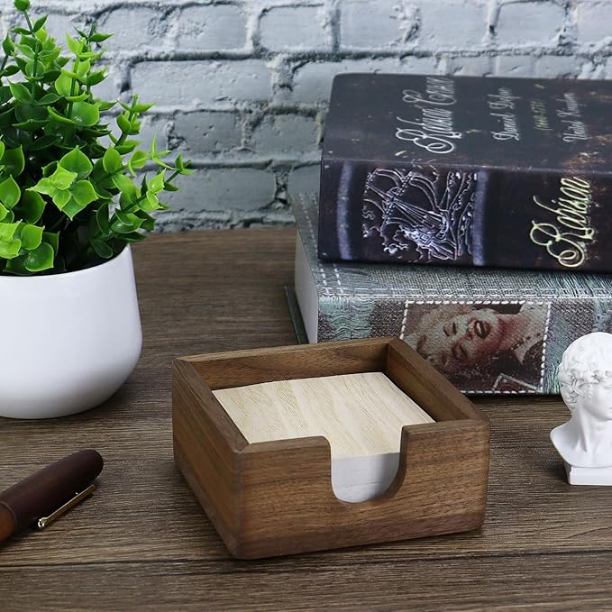 MultiBey Walnut Wood Sticky Note Holder, North American Walnut Post it Not Dispenser Self Stick Notepad Holder Desk Supplies Organizer for Office School Home, Gift