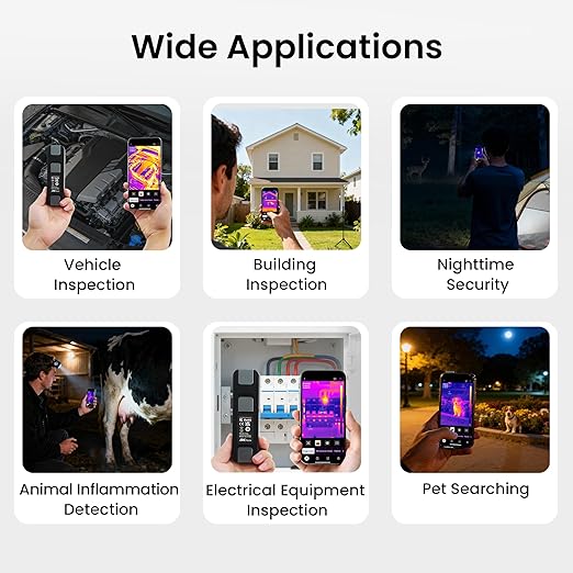 Wireless Thermal Imaging Camera, 512×384 Super Resolution, Thermal Imager for Android & iOS Smartphones, 256x192 IR Resolution, Infrared Camera Gadget for Home Inspection, HVAC, Cooking