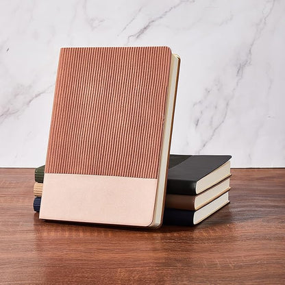 Lined Journal Notebook for Work College Ruled Note Book 5.79"x8.27" A5 PU Leather Daily Journaling 216 Pages for Women Men Writing Home School Supplies Business (Darkgreen/Darkpink)