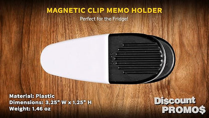10 Magnetic Memo Holders Set - Large Clip, Plastic - White Black