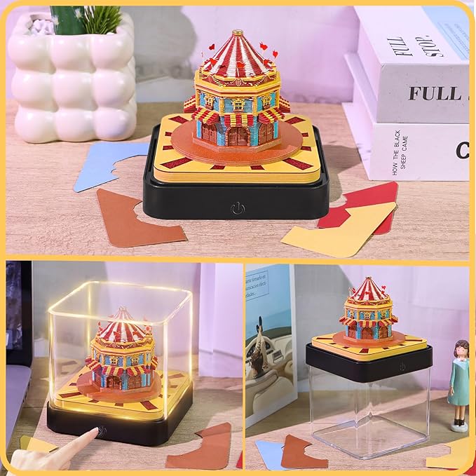 3D Calendar 2026 Time Piece Calendar 3D Memo Pad Tear Away Carving Art Notepad Paper Sculpture Artwork for Sticky Note Record DIY Christmas Gift Office Desktop Decoration-Circus