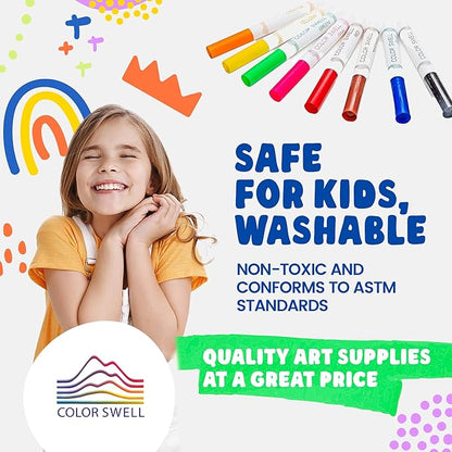 Color Swell 8-Pack Broad Line Markers – Washable, Non-Toxic, Ideal for Kids, Students, Adults, and Classroom Activities