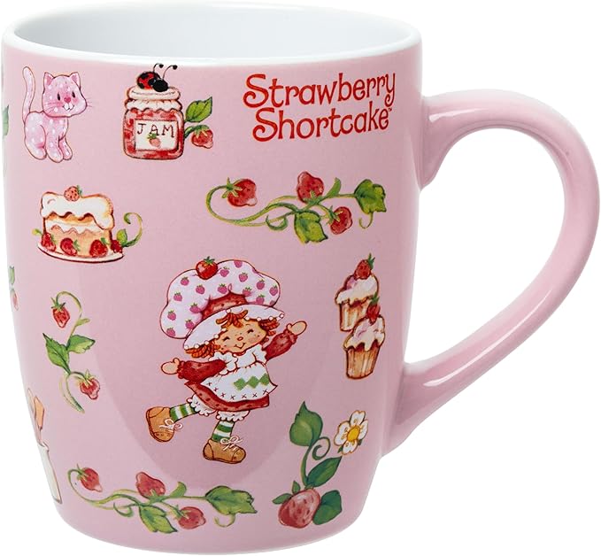 Silver Buffalo Strawberry Shortcake Berry Vines Toss Print 25oz Jumbo Curved Ceramic Mug