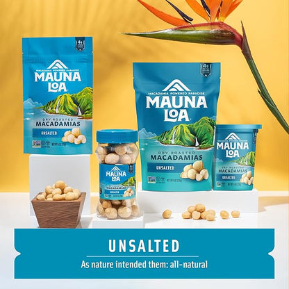 Mauna Loa Unsalted Roasted Macadamia Nuts, 7 oz Resealable Bag, Keto Friendly, Gluten Free, Premium Hawaiian Healthy Snack