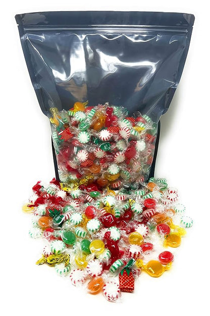 Holiday American Old Fashioned Hard Candy - 6 lbs - Peppermint and Spearmint Starlights, Cinnamon Disks, Butterscotch, Strawberry Jelly Filled Candy and Fruity Hard Candy - Bulk Holiday Classics Assortment- Individually Wrapped, 96 oz.