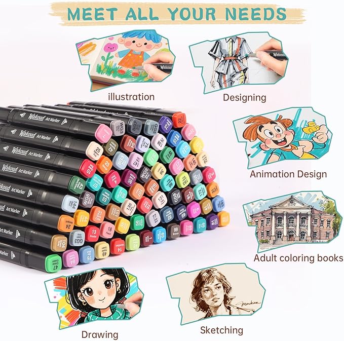 Alcohol Markers, 80 Colors Dual Tip Permanent Art Markers, Drawing Marker, Coloring Marker for Book Painting Card Making for Adults Kids.