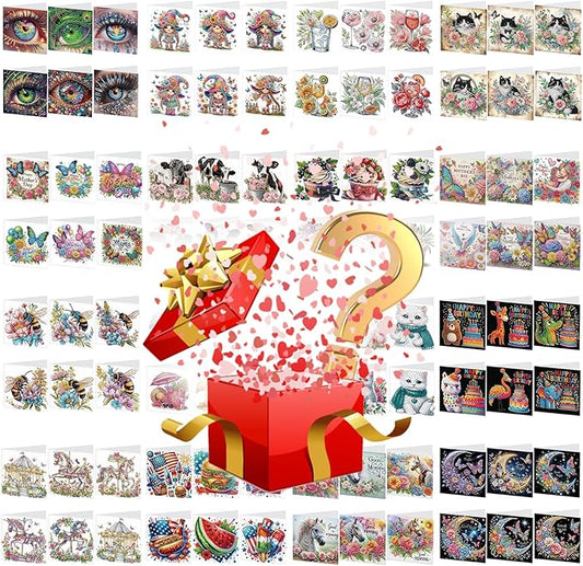 24 Pack DIY Diamond Art Greeting Cards Surprise, 5D Diamond Painting Card Kit with Envelopes for Adults, Handmade Crystal Rhinestone Art Card Craft Gift, Diamond Art Birthday Christmas Thank You Cards