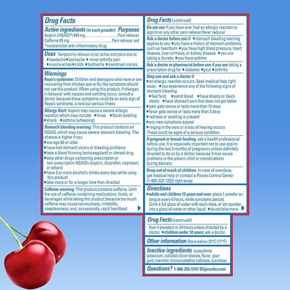 BC Powder Pain Reliever, Cherry Flavor Aspirin Dissolve Packs, 24 Count Powder Packets (2 Pack)
