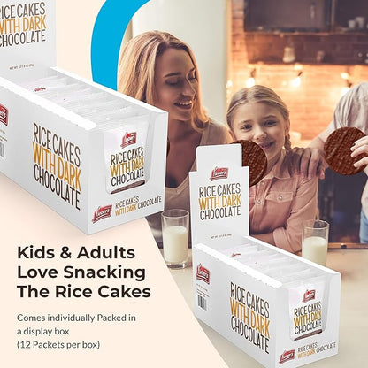 LIEBERS Dark Chocolate Rice Cakes, Snack Pack, Gift Pack, Kosher Dairy Free, Gluten Free Total Of 24 Cakes (Dark Chocolate)