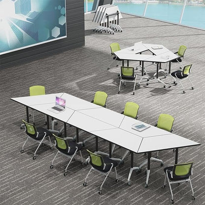 Conference Room Table, Folding Conference Table with Flip-Top Design, Mobile Seminars Dynamic Meetings Training Tables for Offices, Classrooms, and Meeting Room (8, 1915-T, 70.8)