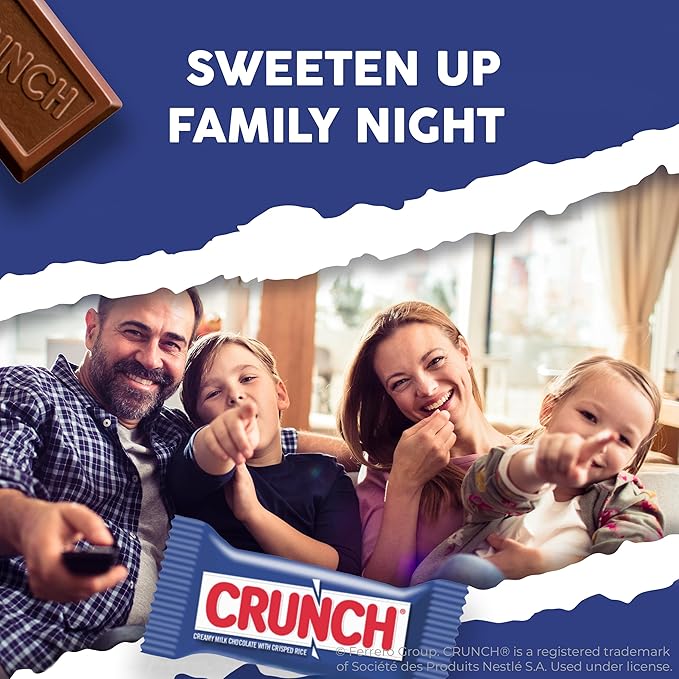 CRUNCH Minis, Bulk 8 Pack, Milk Chocolate and Crisped Rice, Individually Wrapped Candy Bars, Resealable Share Size, 9.8 oz Each