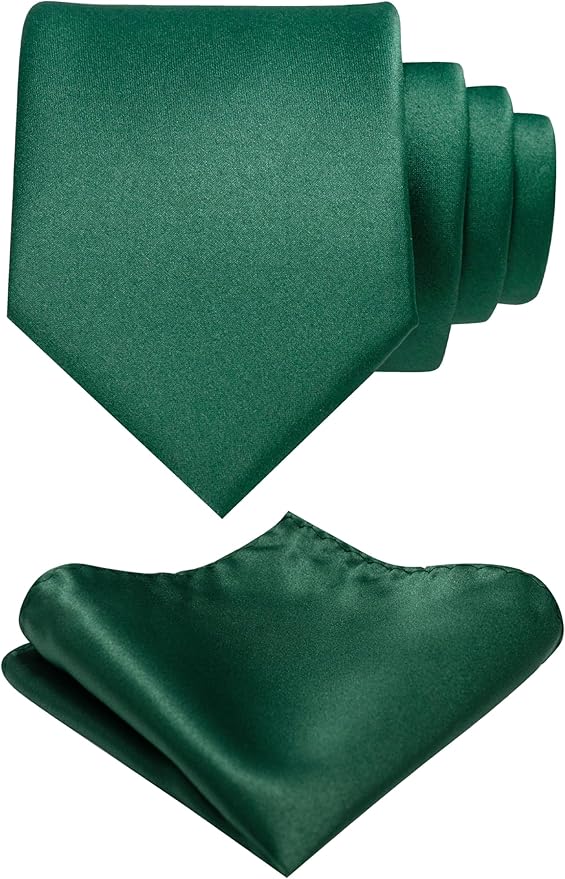 RBOCOTT Solid Color Tie and Pocket Square Hankerchief with Lapel Pin Set for Men