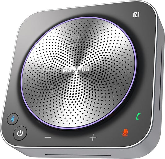 MAXHUB BM35 Wireless Bluetooth Microphone Conference Speakerphone, 360° Omnidirectional Sound Pickup 20ft Radius 8-Array Microphones, AI Noise Reduction NFC Wireless Quick Connection, 15H Talk Time