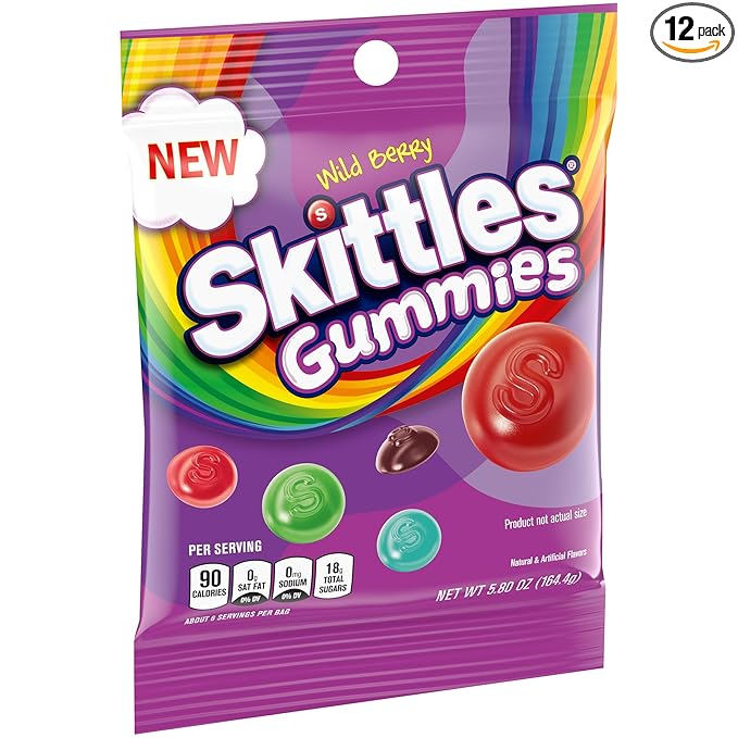 SKITTLES Wild Berry Gummy Candy, 5.8 oz Bag (Pack of 12)