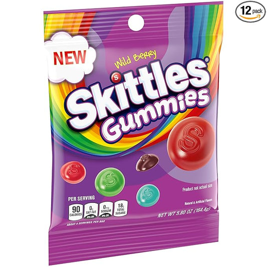 SKITTLES Wild Berry Gummy Candy, 5.8 oz Bag (Pack of 12)